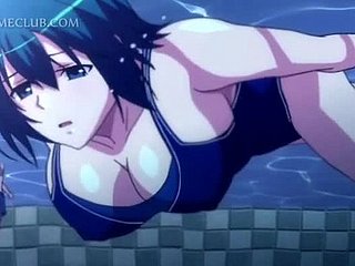 Trzy rogowej kołki Fucking słodkie anime pod wodą