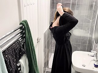 OMG!!! Close by nearly cam in AIRBNB chamber entangled muslim arab cookie in hijab alluring shower with an increment of masturbate
