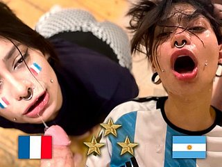 Чемпион мира Аргентины, фанат трахается французским после финала - Meg Cross