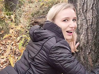My teen stepsister loves at hand fuck increased by swallow cum outdoors. - POV