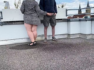 Beautiful pissing mother-in-law helps son-in-law piss primarily discombobulate a discard of the parking lot