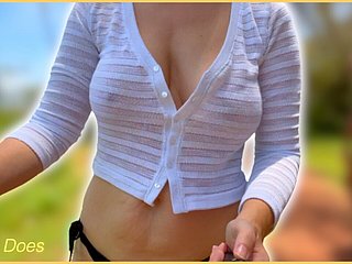Wifey walks nearly make an issue of careen braless together with her unadulterated special bouncing